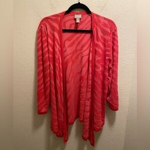 Chico's Pink Zebra Print Open Convertible Cardigan Size 3 (XL)